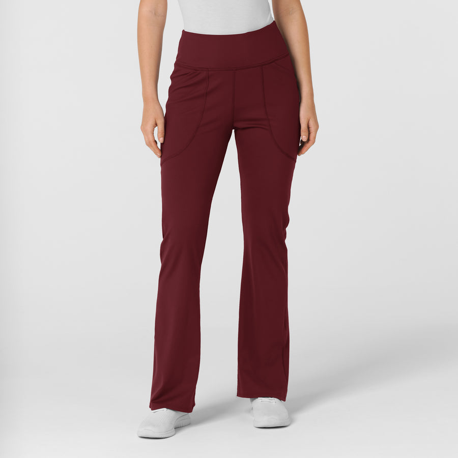 RENEW Knit Women's Flare Yoga Scrub Pant Burgundy