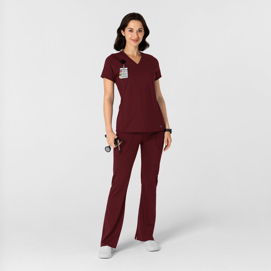 RENEW Knit Women's Flare Yoga Scrub Pant Burgundy full scrub set