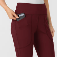 RENEW Knit Women's Flare Yoga Scrub Pant Burgundy side detail 1