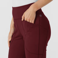 RENEW Knit Women's Flare Yoga Scrub Pant Burgundy side detail 2