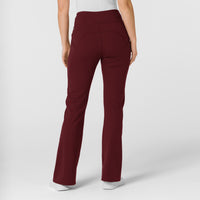 RENEW Knit Women's Flare Yoga Scrub Pant Burgundy back view