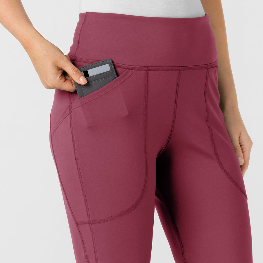 RENEW Knit Women's Flare Yoga Scrub Pant Carnation side detail 1