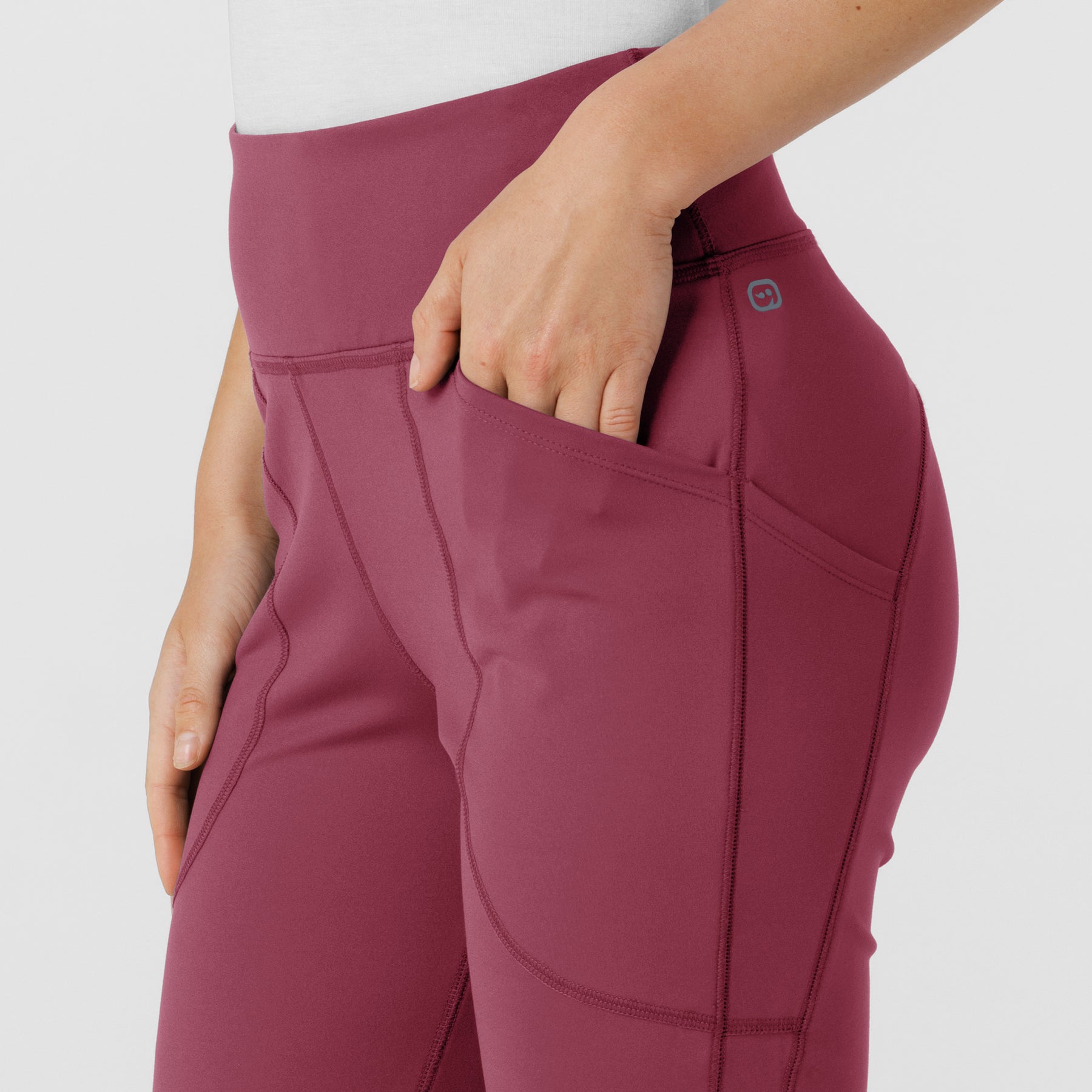 RENEW Knit Women's Flare Yoga Scrub Pant Carnation side detail 2