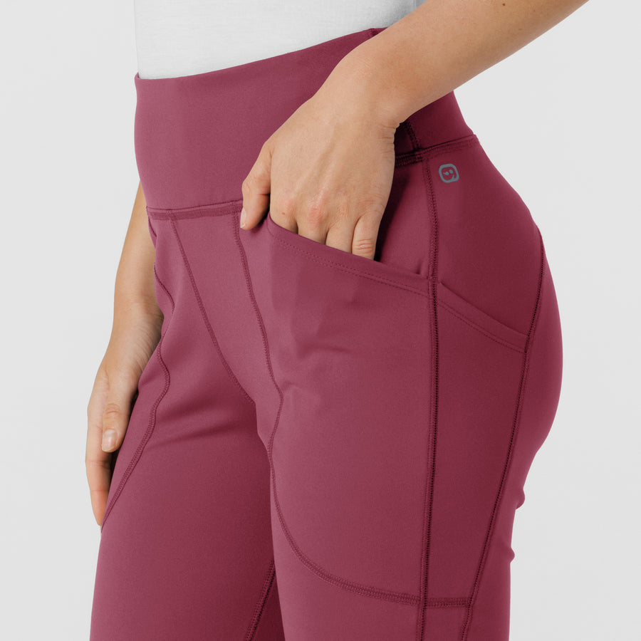 RENEW Knit Women's Flare Yoga Scrub Pant Carnation side detail 2
