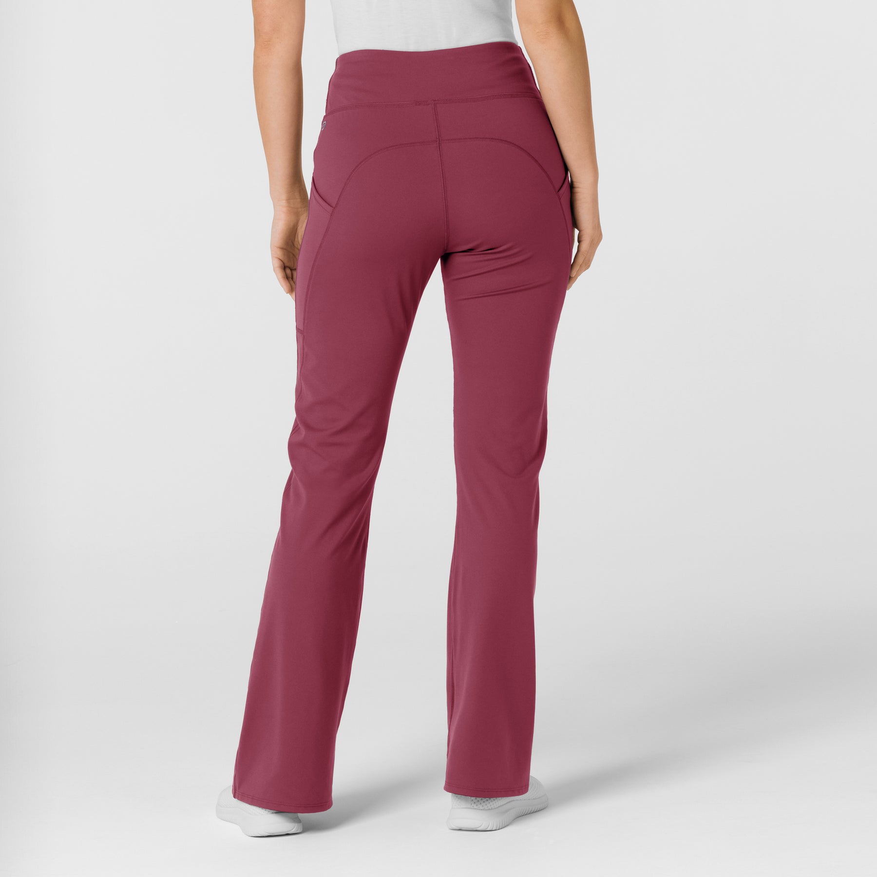 RENEW Knit Women's Flare Yoga Scrub Pant Carnation back view