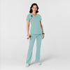 RENEW Knit Women's Flare Yoga Scrub Pant Coastal Blue full scrub set