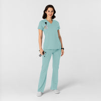 RENEW Knit Women's Flare Yoga Scrub Pant Coastal Blue full scrub set