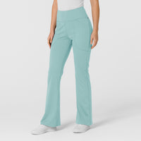 RENEW Knit Women's Flare Yoga Scrub Pant Coastal Blue side view