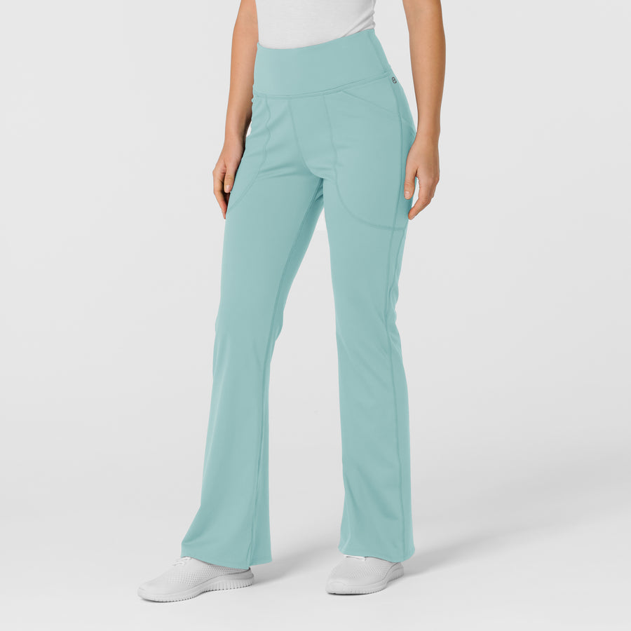 RENEW Knit Women's Flare Yoga Scrub Pant Coastal Blue side view