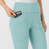 RENEW Knit Women's Flare Yoga Scrub Pant Coastal Blue side detail 1
