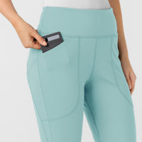 RENEW Knit Women's Flare Yoga Scrub Pant Coastal Blue side detail 1