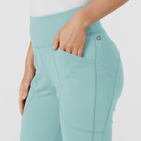 RENEW Knit Women's Flare Yoga Scrub Pant Coastal Blue side detail 2