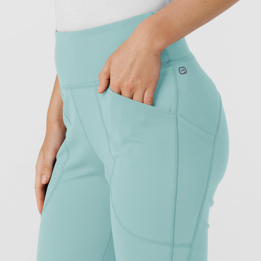 RENEW Knit Women's Flare Yoga Scrub Pant Coastal Blue side detail 2