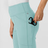 RENEW Knit Women's Flare Yoga Scrub Pant Coastal Blue hemline detail