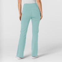RENEW Knit Women's Flare Yoga Scrub Pant Coastal Blue back view
