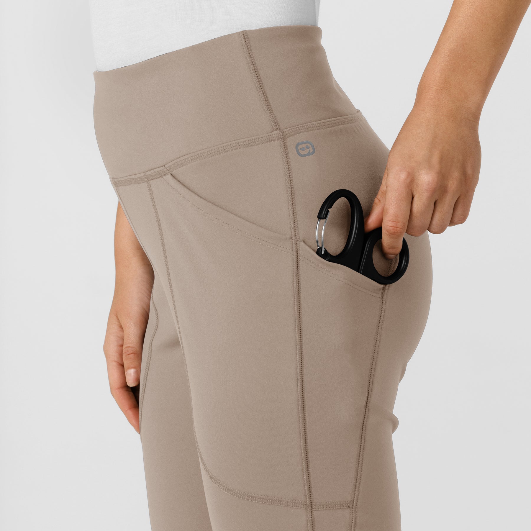 RENEW Knit Women's Flare Yoga Scrub Pant Haze hemline detail