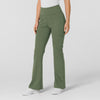 RENEW Knit Women's Flare Yoga Scrub Pant Olive side view