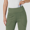 RENEW Knit Women's Flare Yoga Scrub Pant Olive front detail