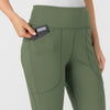 RENEW Knit Women's Flare Yoga Scrub Pant Olive side detail 1