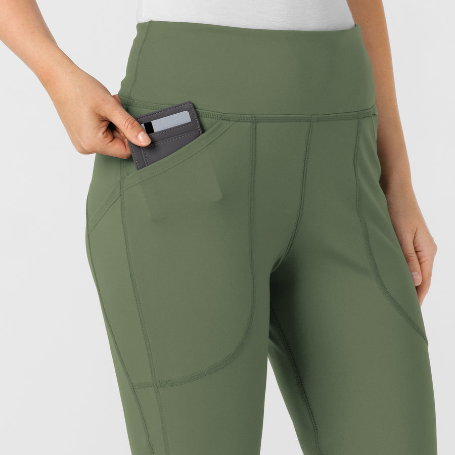 RENEW Knit Women's Flare Yoga Scrub Pant Olive side detail 1
