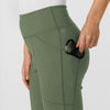 RENEW Knit Women's Flare Yoga Scrub Pant Olive hemline detail