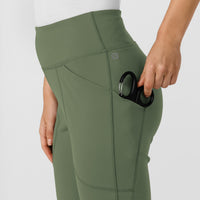 RENEW Knit Women's Flare Yoga Scrub Pant Olive hemline detail