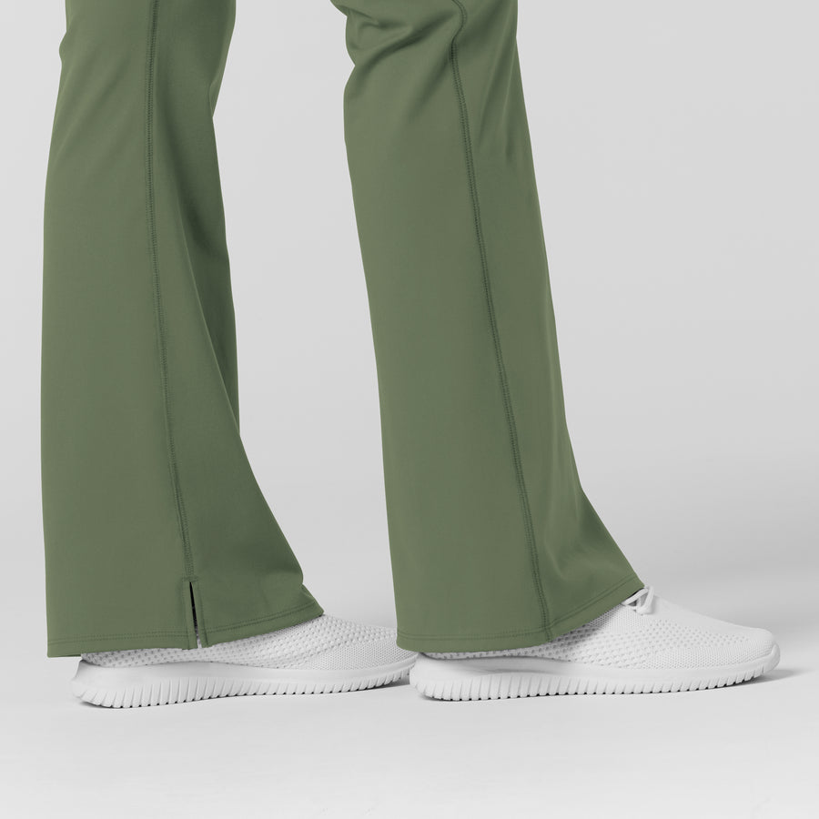 RENEW Knit Women's Flare Yoga Scrub Pant Olive back detail