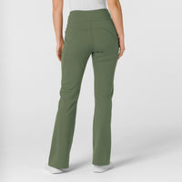 RENEW Knit Women's Flare Yoga Scrub Pant Olive back view