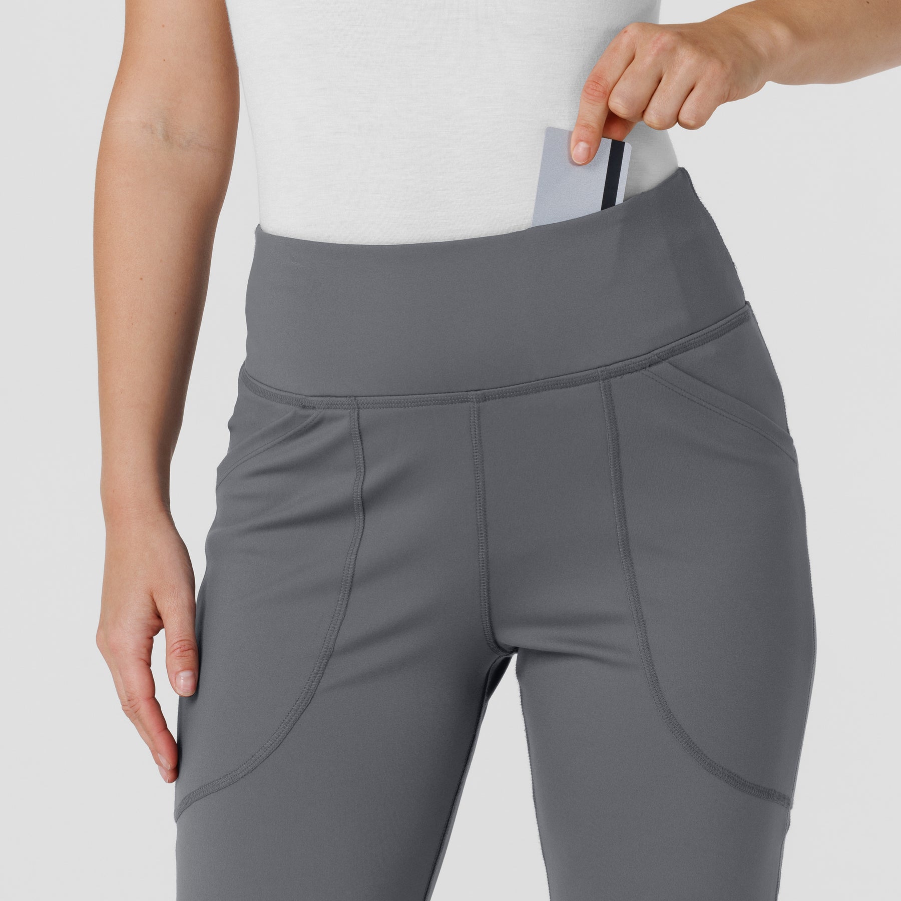 RENEW Knit Women's Yoga Scrub Pant Pewter front detail
