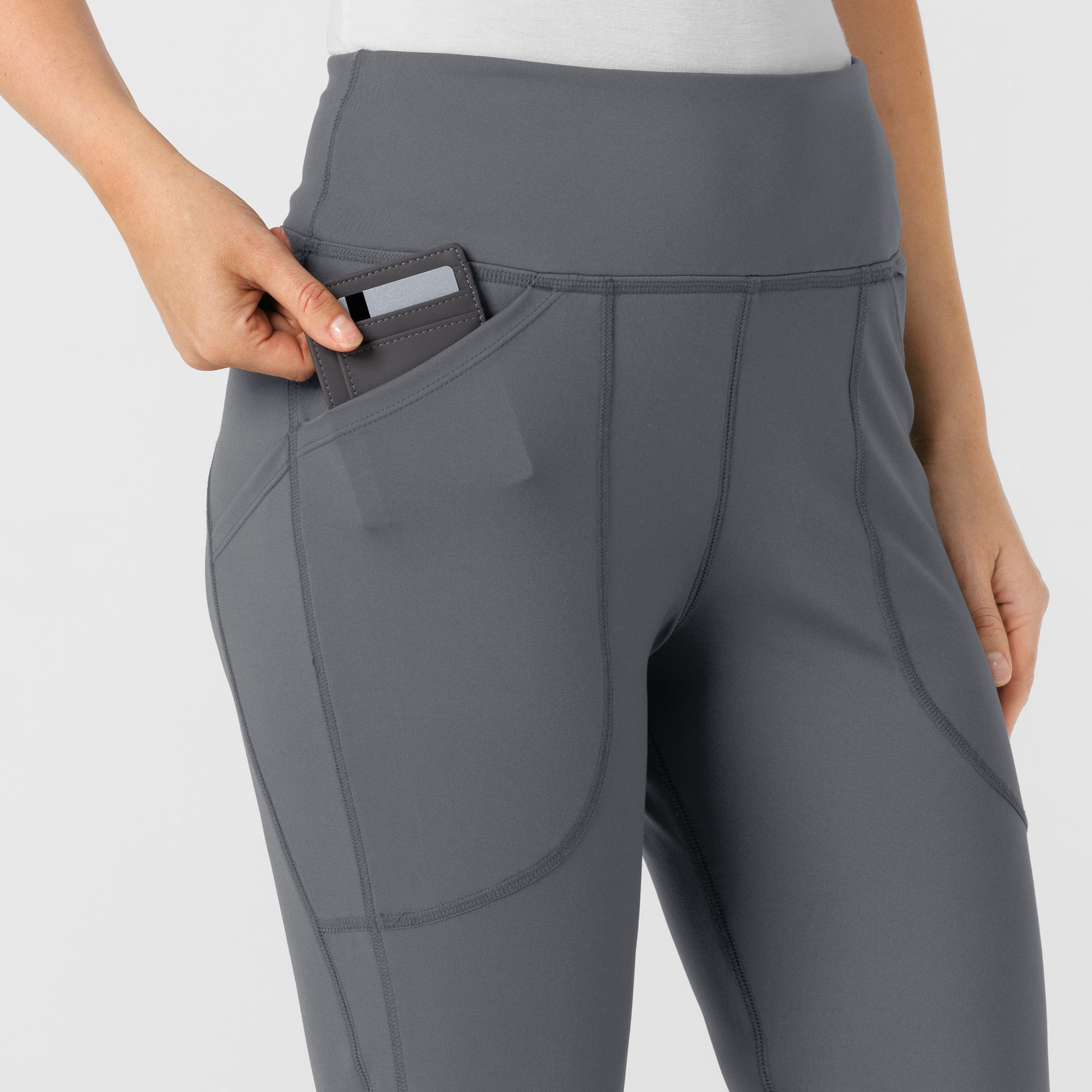 RENEW Knit Women's Yoga Scrub Pant Pewter side detail 1