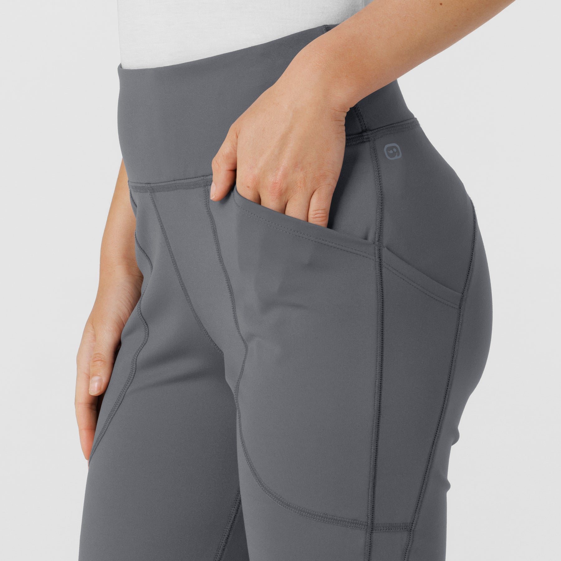 RENEW Knit Women's Yoga Scrub Pant Pewter side detail 2
