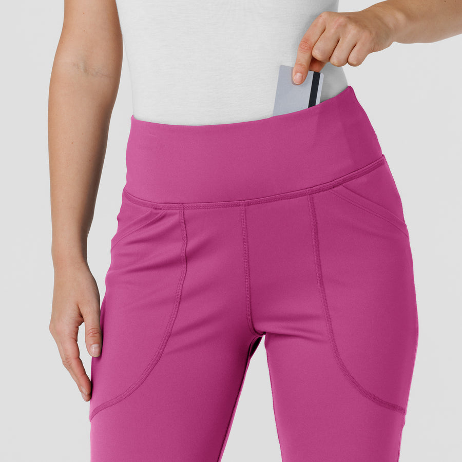 RENEW Knit Women's Flare Yoga Scrub Pant Raspberry front detail