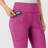 RENEW Knit Women's Flare Yoga Scrub Pant Raspberry side detail 1