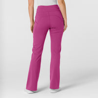 RENEW Knit Women's Flare Yoga Scrub Pant Raspberry back view