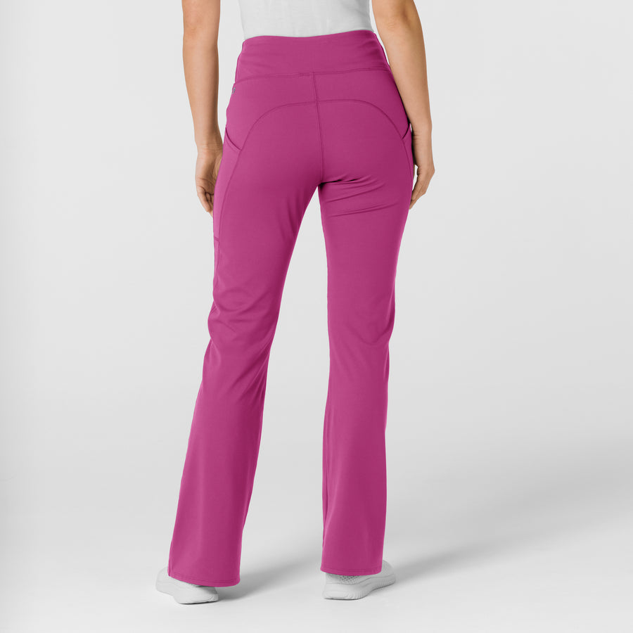 RENEW Knit Women's Flare Yoga Scrub Pant Raspberry back view