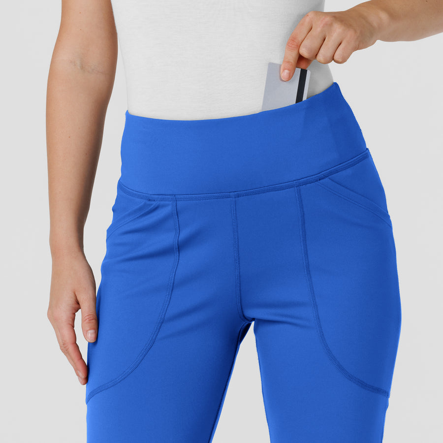RENEW Knit Women's Flare Yoga Scrub Pant Royal front detail