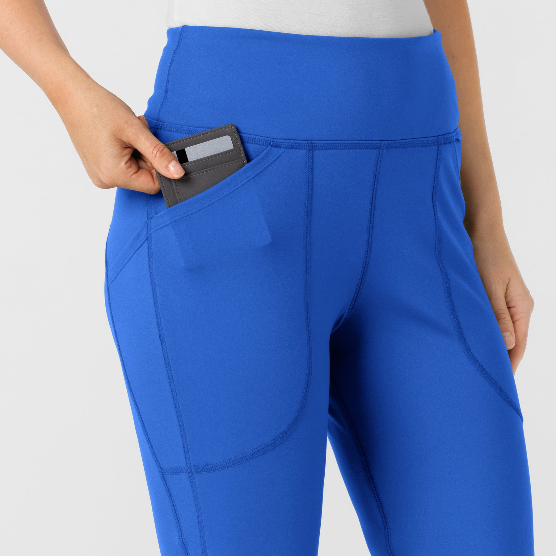 RENEW Knit Women's Flare Yoga Scrub Pant Royal side detail 1
