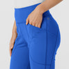 RENEW Knit Women's Flare Yoga Scrub Pant Royal side detail 2