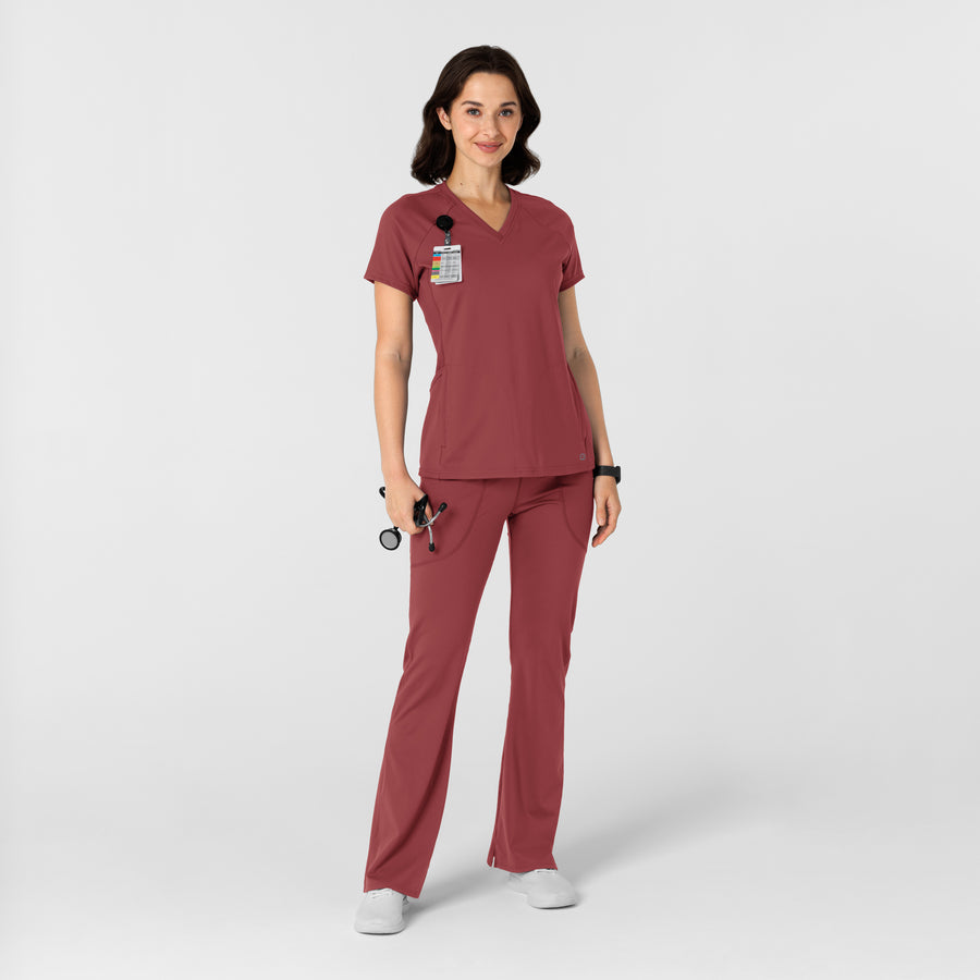 RENEW Knit Women's Flare Yoga Scrub Pant Ruby full scrub set