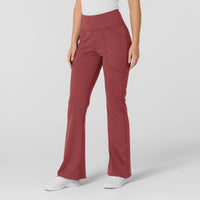 RENEW Knit Women's Flare Yoga Scrub Pant Ruby side view