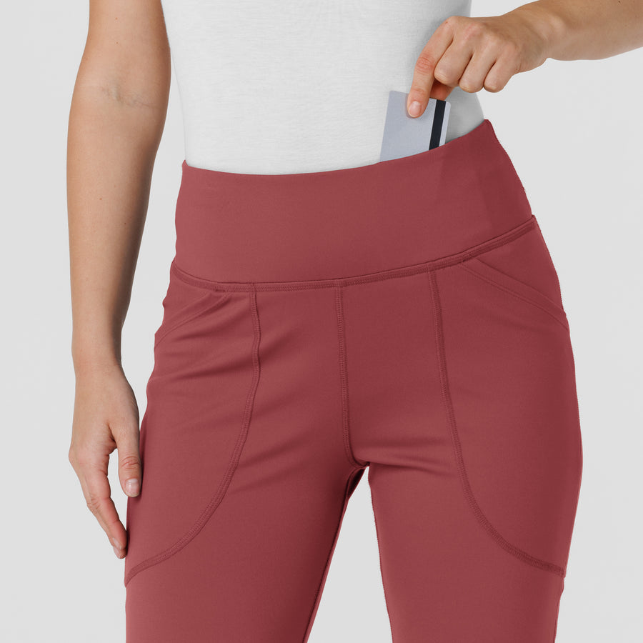 RENEW Knit Women's Flare Yoga Scrub Pant Ruby front detail