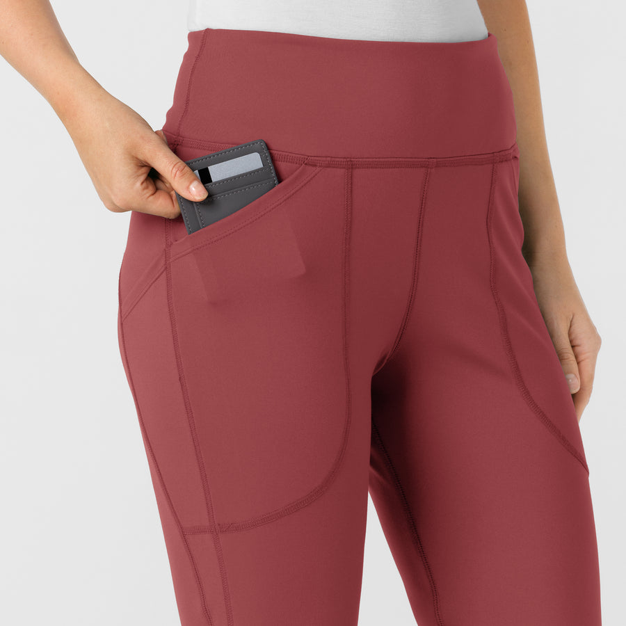 RENEW Knit Women's Flare Yoga Scrub Pant Ruby side detail 1