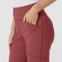 RENEW Knit Women's Flare Yoga Scrub Pant Ruby side detail 2