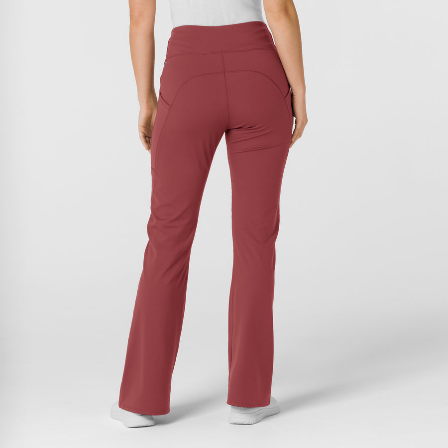 RENEW Knit Women's Flare Yoga Scrub Pant Ruby back view