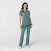 RENEW Knit Women's Flare Yoga Scrub Pant Vintage Teal full scrub set