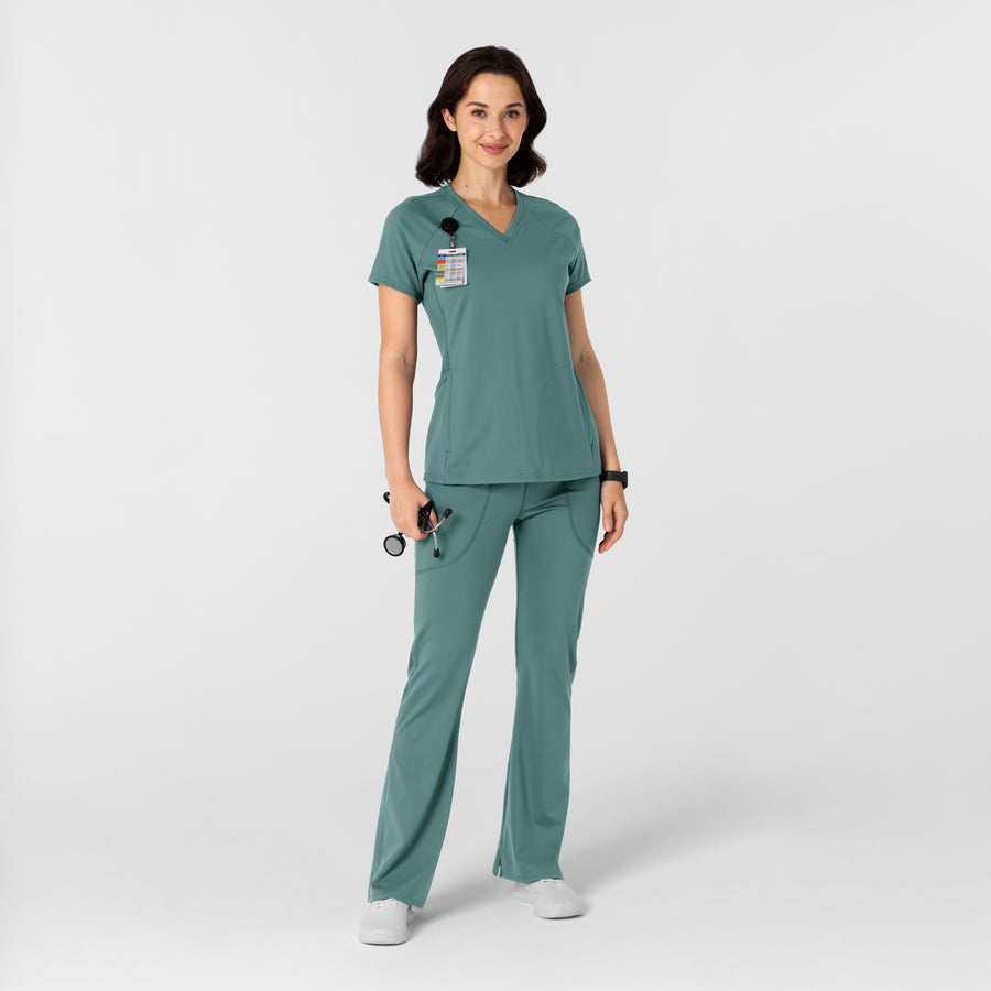 RENEW Knit Women's Flare Yoga Scrub Pant Vintage Teal full scrub set