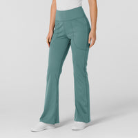 RENEW Knit Women's Flare Yoga Scrub Pant Vintage Teal side view