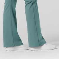 RENEW Knit Women's Flare Yoga Scrub Pant Vintage Teal back detail