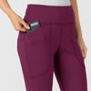 RENEW Knit Women's Yoga Scrub Pant Wine side detail 1