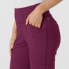 RENEW Knit Women's Yoga Scrub Pant Wine side detail 2